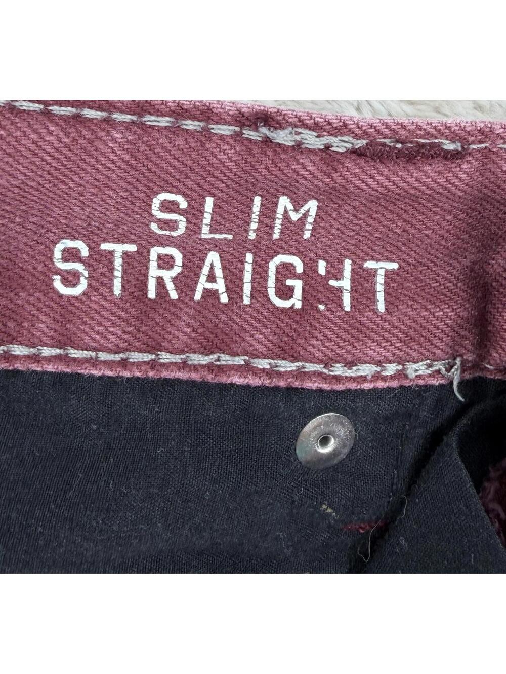 Aeropostale Distressed Slim Fit Jeans 28/30 Cotton Burgundy‎ - Picture 6 of 9